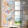 Window Privacy Film Stained Glass Flower Butterfly Decorative Window Sticker Heat Control Non-Adhesive Static Glass Cling for Home Bathroom Kitchen