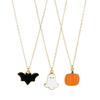 Metal Pumpkin Pendant Ring Enamel Ghost Pendant Jewelry Cute Halloween Jewelry Set  Women