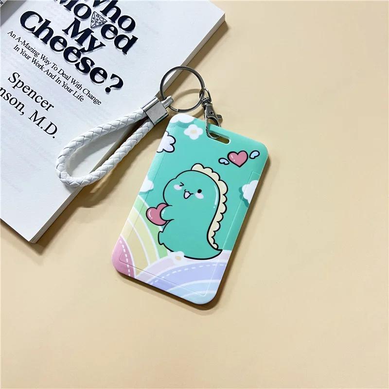1Pc Macaron Bus ID Card Protective Cover Cases Student Meat Keyring Card Campus Access Door Credit Card Holder Bag Set Key Chain