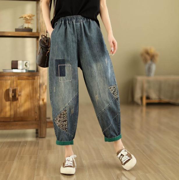 Women Denim Shorts Summer cropped jeans Pants Fashion High Waisted Dark Wash Knee Length Jeans Female Casual Pants