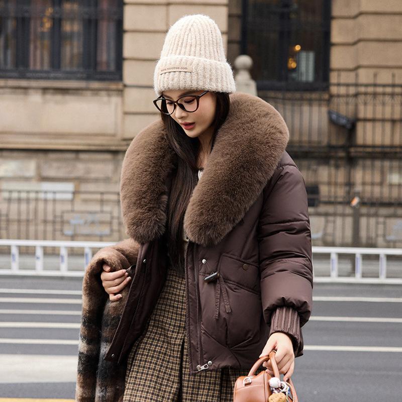 Stylish Winter Coats for Women: Warm and Fashionable, with A Large Faux Fur Collar and A Short Length.