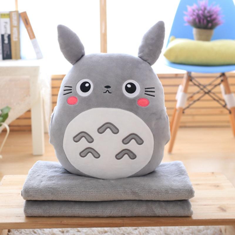Stuffed Pillow 3 In 1 Multifunction  Chinchillas Shape Throw Pillow Blanket Hand Warm Cushion Baby