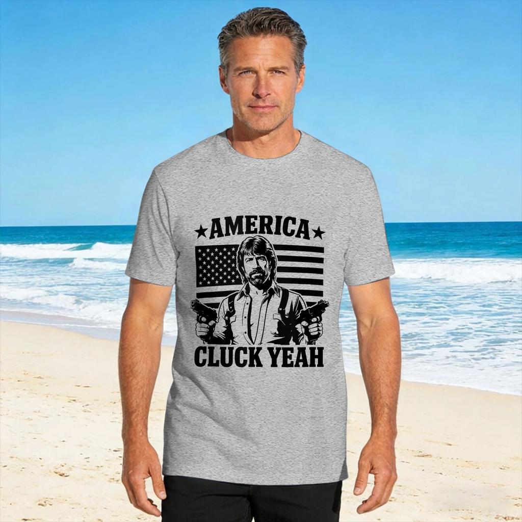 America Cluck Yeah Chuck Usa Funny Sayings Quote Cotton Tshirt For Unisex Summer Aesthetic Tshirts Hip Hop Tees Diy Clothing
