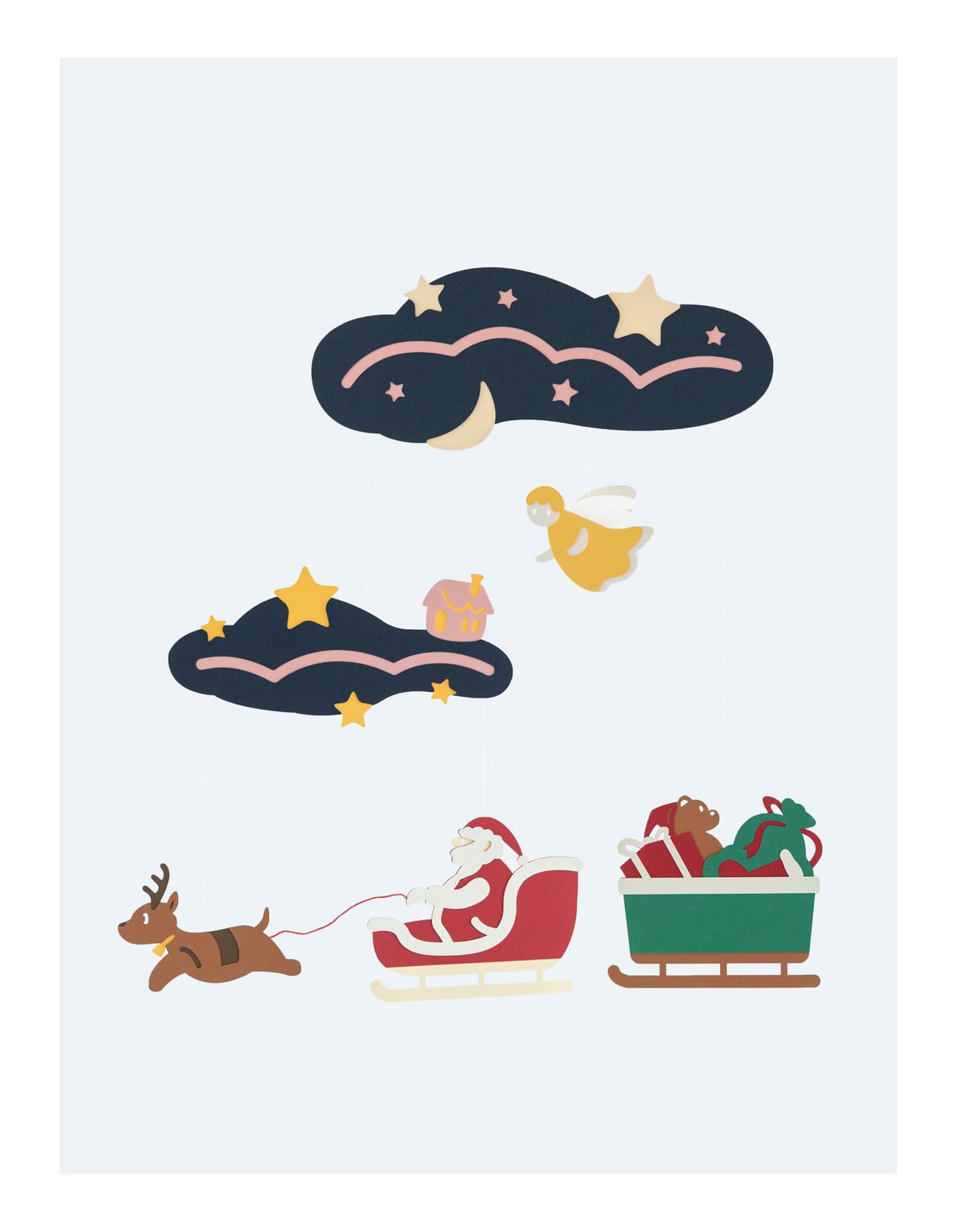 

Mobile Santa Claus Goes On His Journey -Holy Night- A dreamy time leading up to Christmas. Adult interior decor. W32cm x H40cm. A mobile brand born