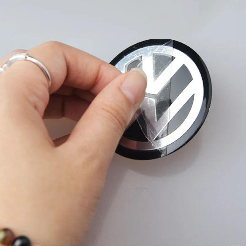 4Pcs 56mm Car Wheel Stickers Center Hub Cap For Volkswagen GTI R-Line R Polo T5 Golf Passat Scirocco Car Emblem Badge Decal