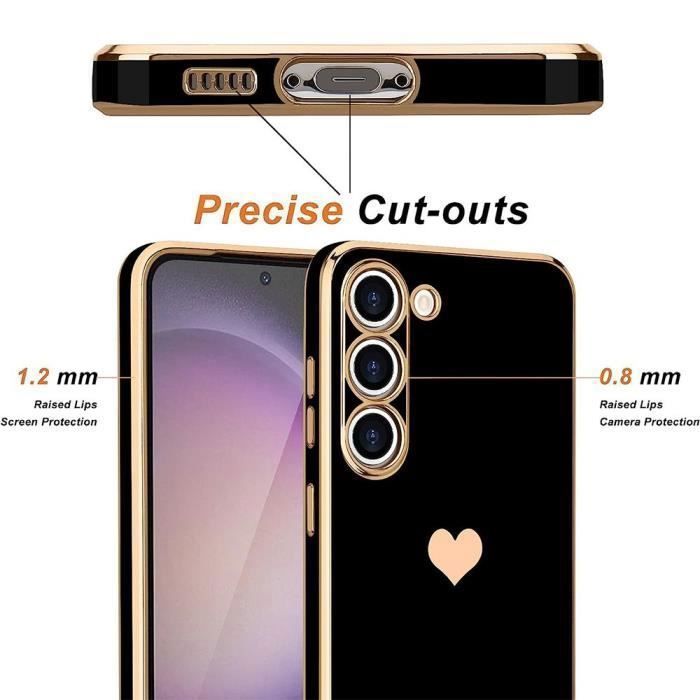 Coque Silicone - BOOLING - pour Samsung Galaxy S25 Plus - Antichoc - Noir Doré avec 2 Verre trempé