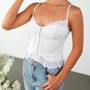 Embroidered hollow sling women's vest, European and American sexy backless front buckle spliced short sling top