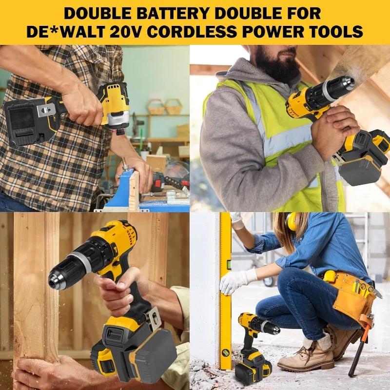 For Dewalt 2-in-1 Adapter For two 20V Battery Convert to For Dewalt 20V Cordless Power Tool Powered Double The Battery Capacity