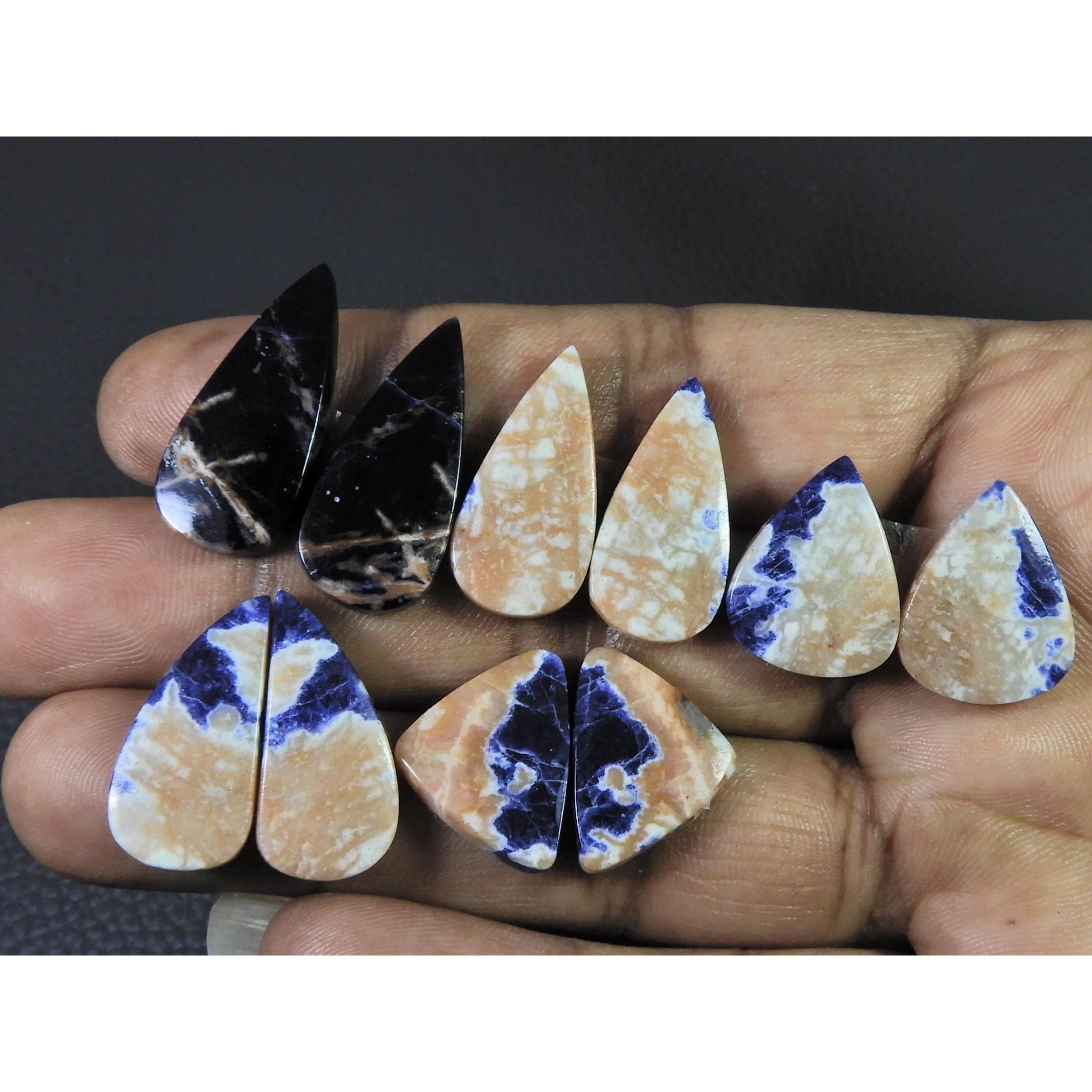 Natural Blue Sodalite Matched Pair Mix Cabochon Loose Gemstone Lot 5 Pair C-1849