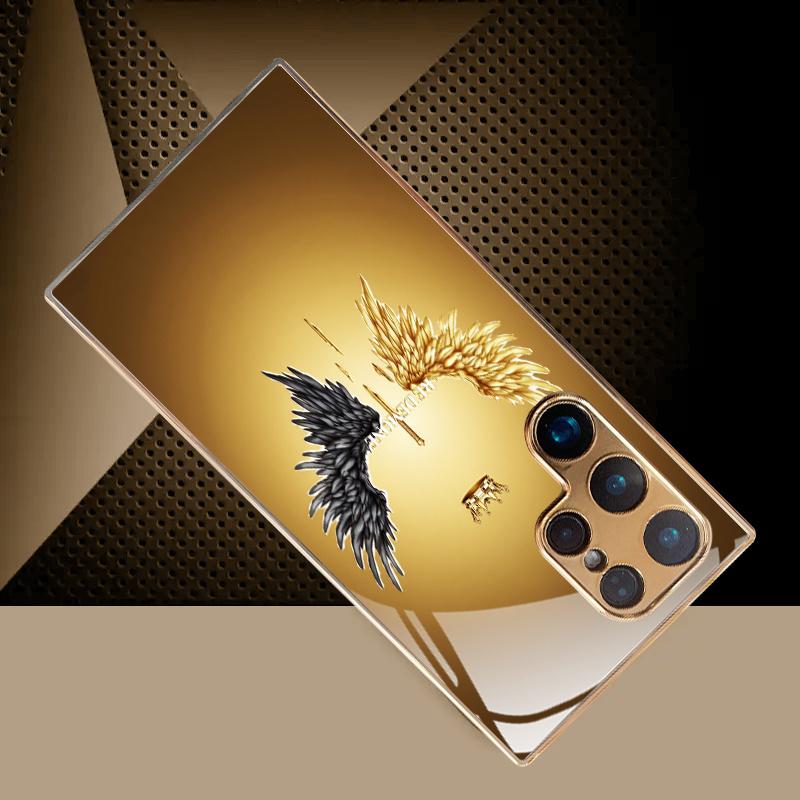 Dvoubarevný Angel Prémiový kryt na telefon Pokovený skleněný kryt na telefon pro Samsung Galaxy S26 S25 S24 S23 S22 S21 FE, Ultra, Plus