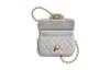 Chanel 21a Diamond Pattern Leather Chain Handle Cowhide Material Gold Hardware Small Waste Bag With Flap Shoulder Card Bag Women'S Style Gray