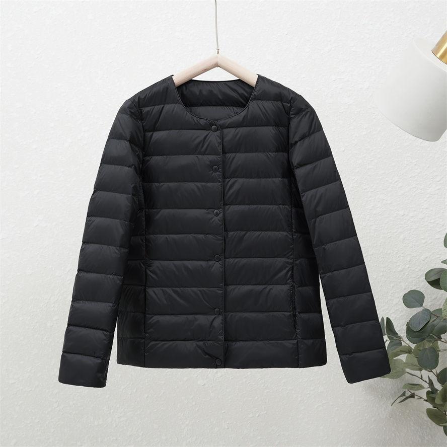 Lightweight and Warm White Duck Down Coat for Women, Simple and Stylish Outerwear