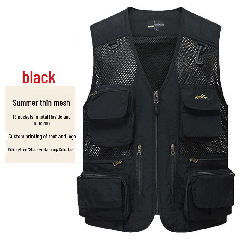 Men's 7XL Quick-Dry Mesh Vest With Multi-Pockets - Breathable Summer Wear