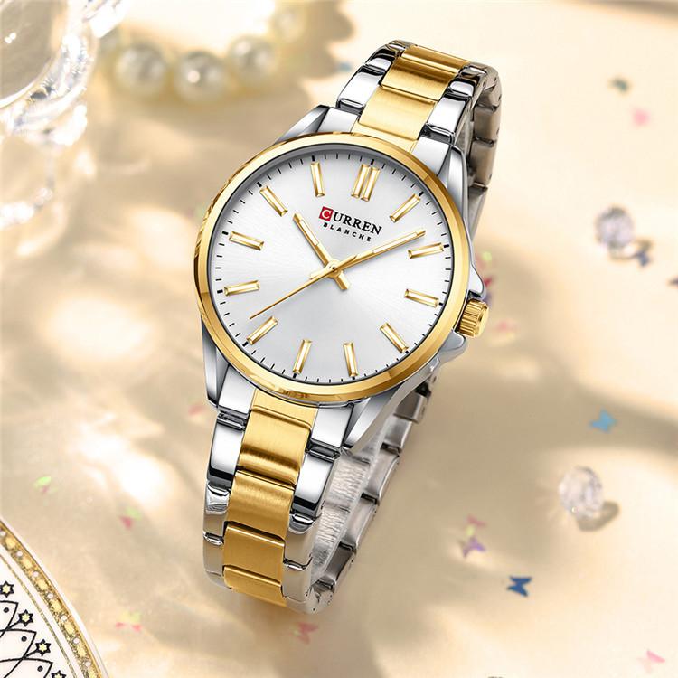CURREN 9090 Damen Business Wasserdichte Uhr, Personalisierte Einfache Stahlarmbanduhr, Partneruhr