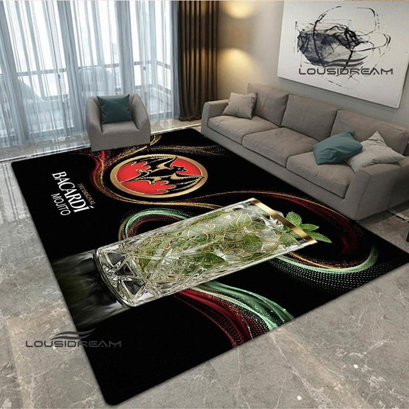 Tappeto stampato con logo Bacardi Tappeto antiscivolo Tappeti da esterno Tappeto per area Tappeto decorativo per camera da letto Tappeto per camera da letto Regalo di compleanno