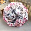 1 PC Automatic Folding Umbrella - White Tiger Pattern, Portable & Foldable Design with 8 Ribs, Christmas Birthday Gifts