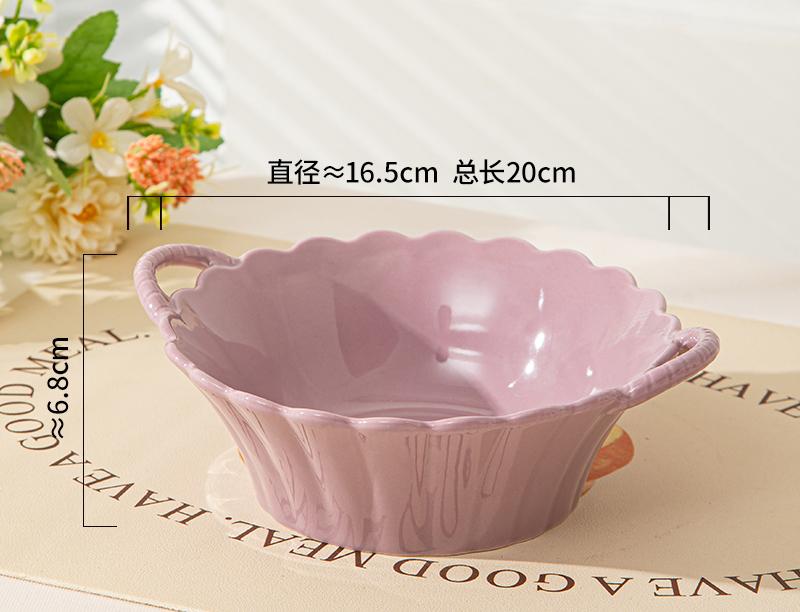 

Ceramic Binural Noodles Bowls Household 7.5 Inch Solid New High Aesthetic Pigmented Dining Tableware Cream Wind Fruit Salad Bowl 7.5 inch фіолетовий