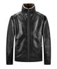 2025 Men's Windproof Leather Jacket - Solid Color, Stand Collar for Middle-aged & Elderly, Business Casual