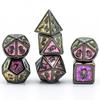 Cusdie Metal Glitter Dices DND 7Pcs Frame Solid D&D Dice D4-D20 Polyhedral Dice Set for Role Playing Game Pathfinder TRPG
