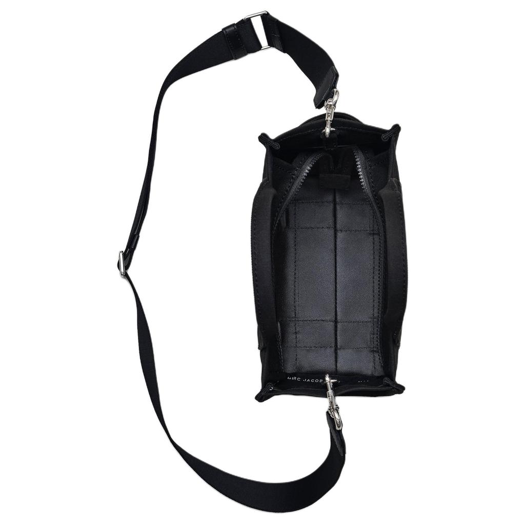 Marc Jacobs Canvas-Tragetasche mit Buchstabendruck Einkaufstasche Schulter-Crossbody-Handtasche Mini-Damen-Tragetaschen Schwarz M0016493-001