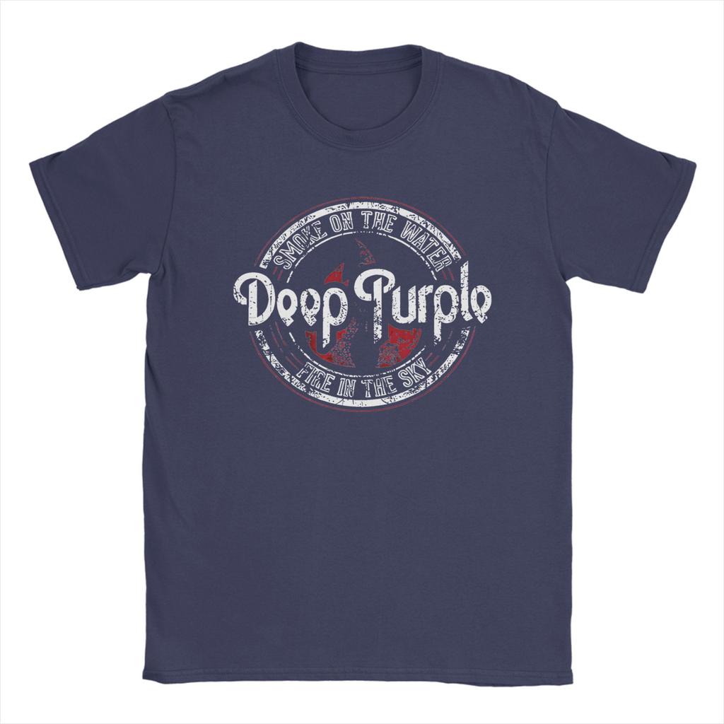 Deep Purple English Rock Band Album Men's T Shirt Amazing Tee Shirt Short Sleeve Round Neck T-Shirts Cotton Plus Size Clothes