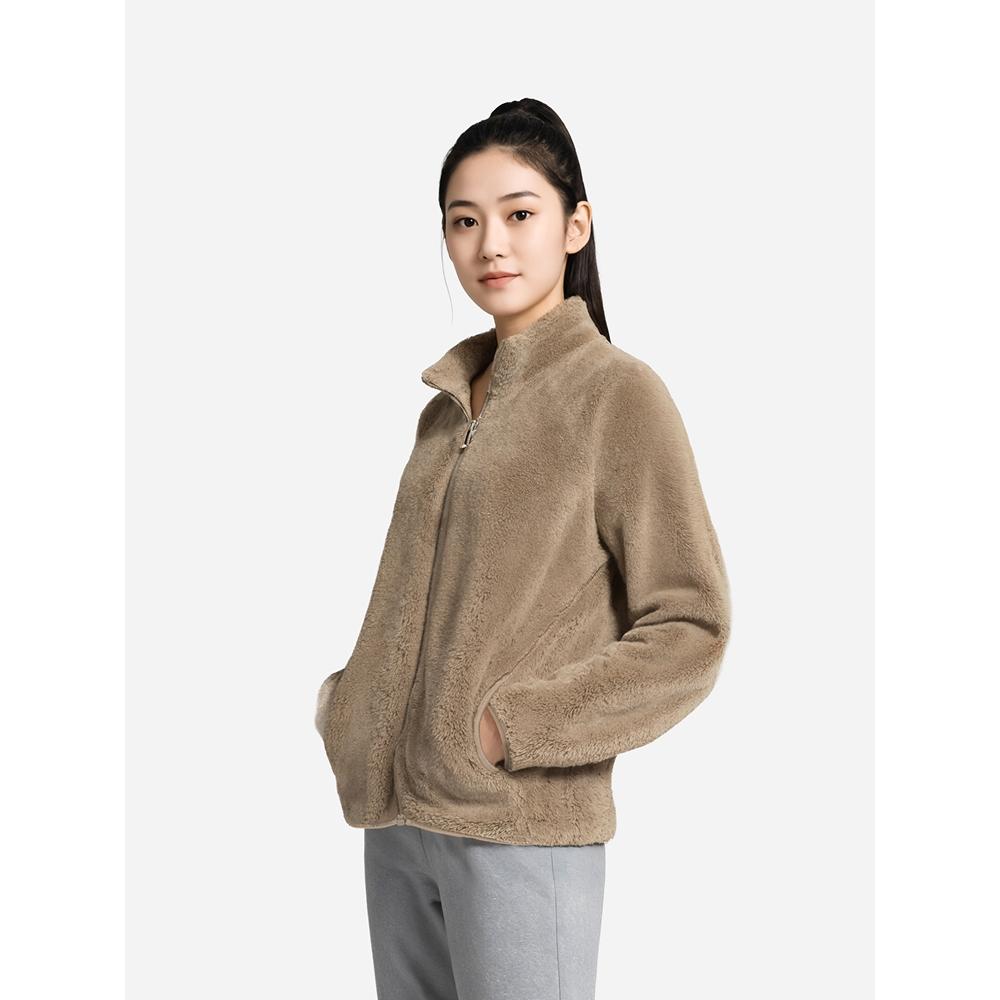 

Daiso [coMMon] Fluffy Long Sleeve Fleece Zip Up M Milk Brown