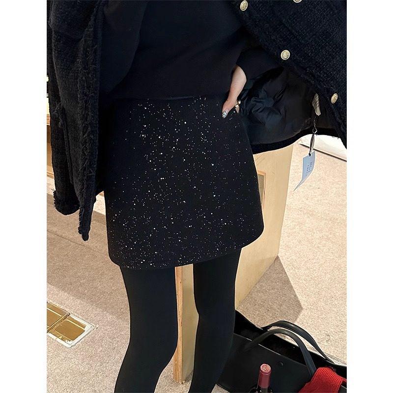 2026 Autumn High-Waisted A-Line Skirt for Petite Women – Anti-Exposure, Shiny Finish Small