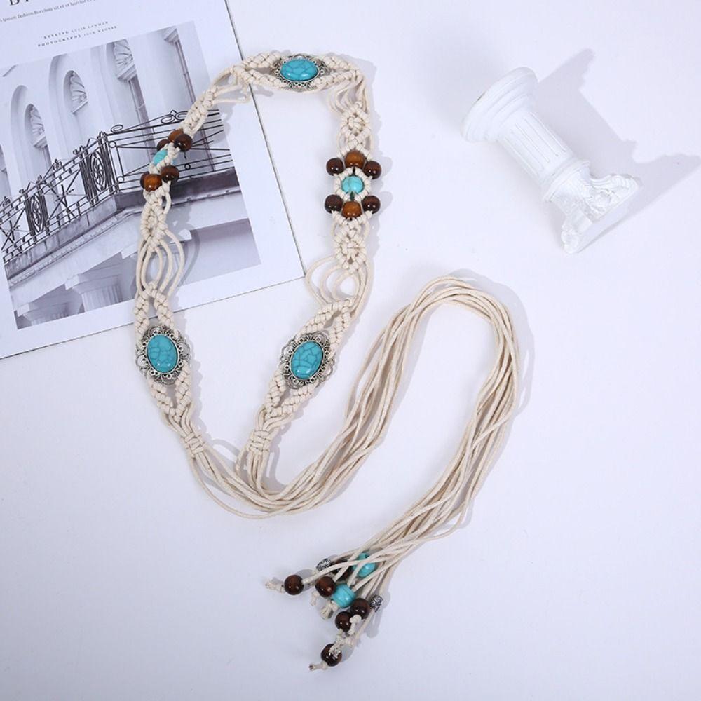 Ethnic Style Woven Belt Bohemian Dress Chain Waist Dress Accessories Braided Waist Belt  Women
