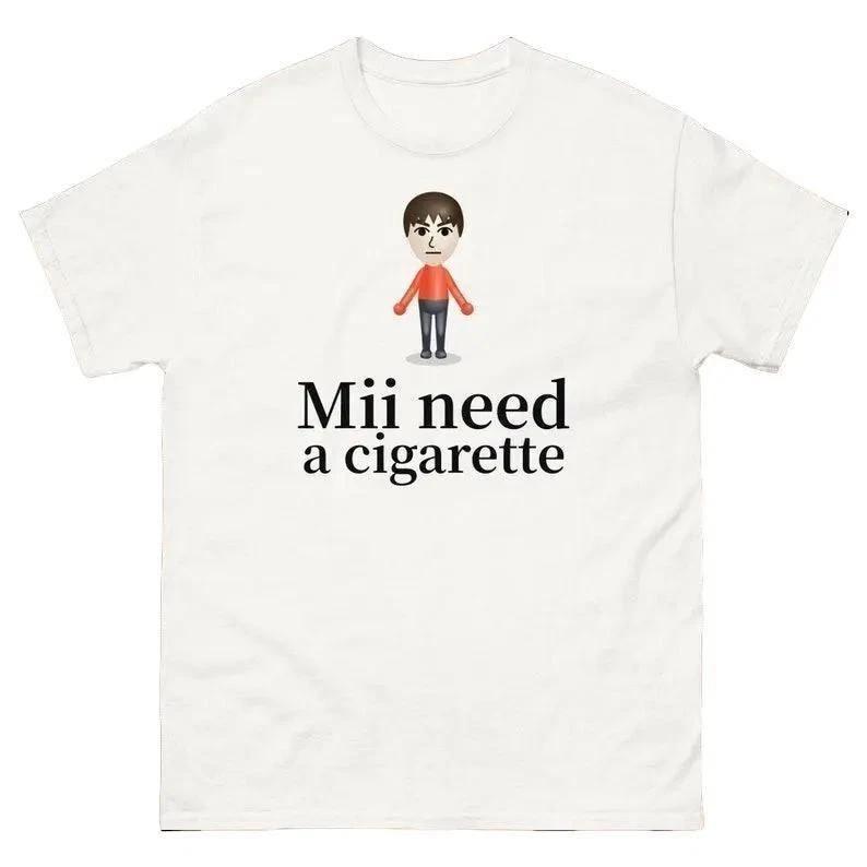 Mii Need A Cigarette Retro Short Sleeve T-Shirt XL