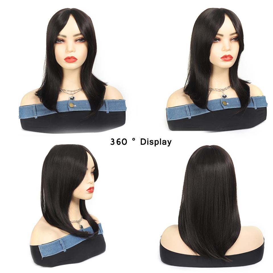 Natürliches synthetisches Kunsthaarteil, braun, schwarz, für Frauen, Topper mit Mittelteil, Pony, Clip-in-Haarverlängerungen für Frauen