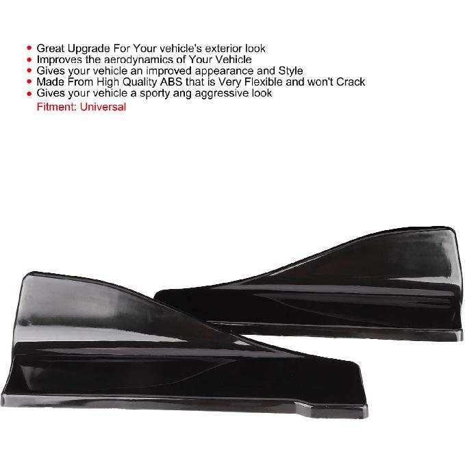 2pcs Rear Bumper Diffuser, Universal Side Skirts, Glossy Black Rear Bumper Diffuser Lip Side Skirts with Mounting Screws for Cars