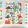 Fall Window Clings Decorations for Glass Fall Watercolor Pumpkin Maple Leaves Scarecrow Truck Window Stickers for Autumn Thanksgiving Harvest Party