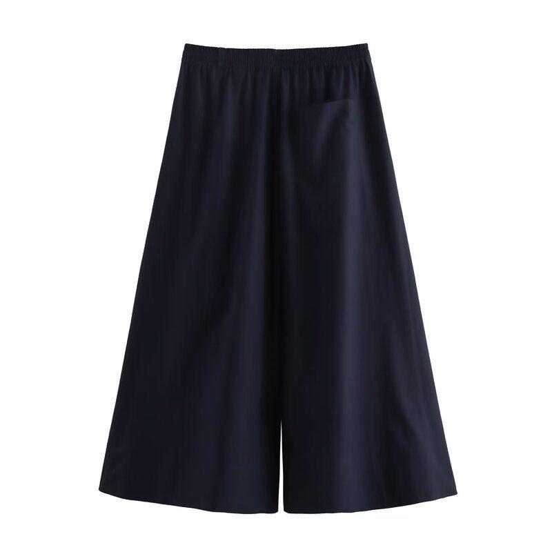 Fashion Style 2024 Summer New Product Women's Clothes Casual Style Wide Leg Stretch Grinding Culottes 1223518001