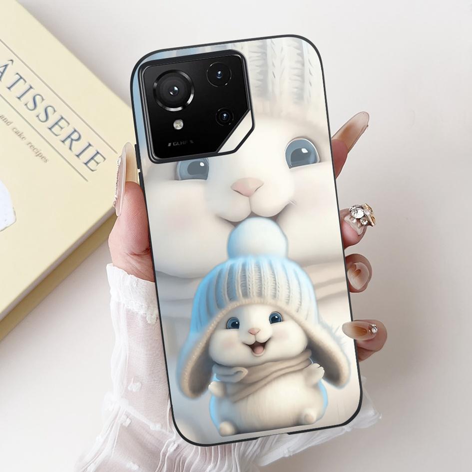 For Asus Rog Phone 9 Pro 5G Case Popular Flower Cartoon Soft Black Silicone Shockproof Cover For Asus Rog Phone 9 FE Phone9 Capa
