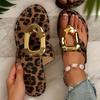 Women's Summer Leopard Print Flat Beach Sandals