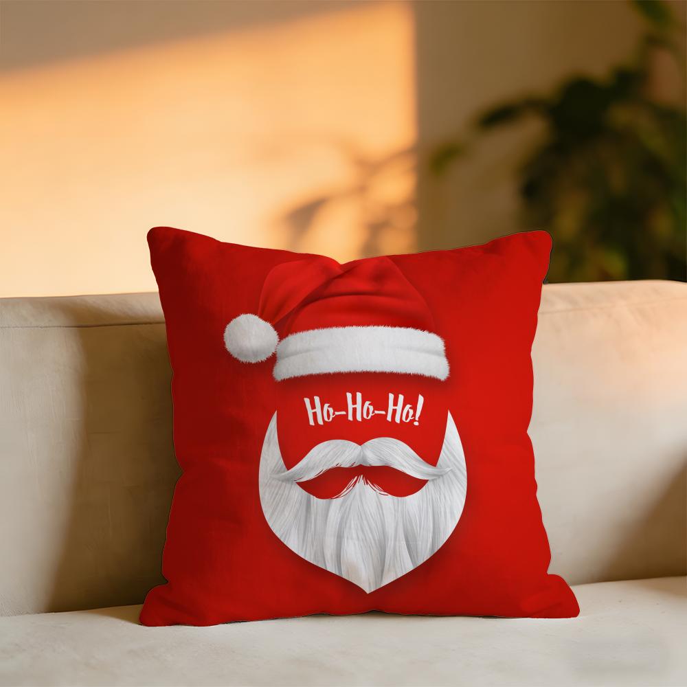 Christmas Elements Cushion Cover Cozy Velvet Throw PillowSoft Warm Cushion For Sofa  Bed