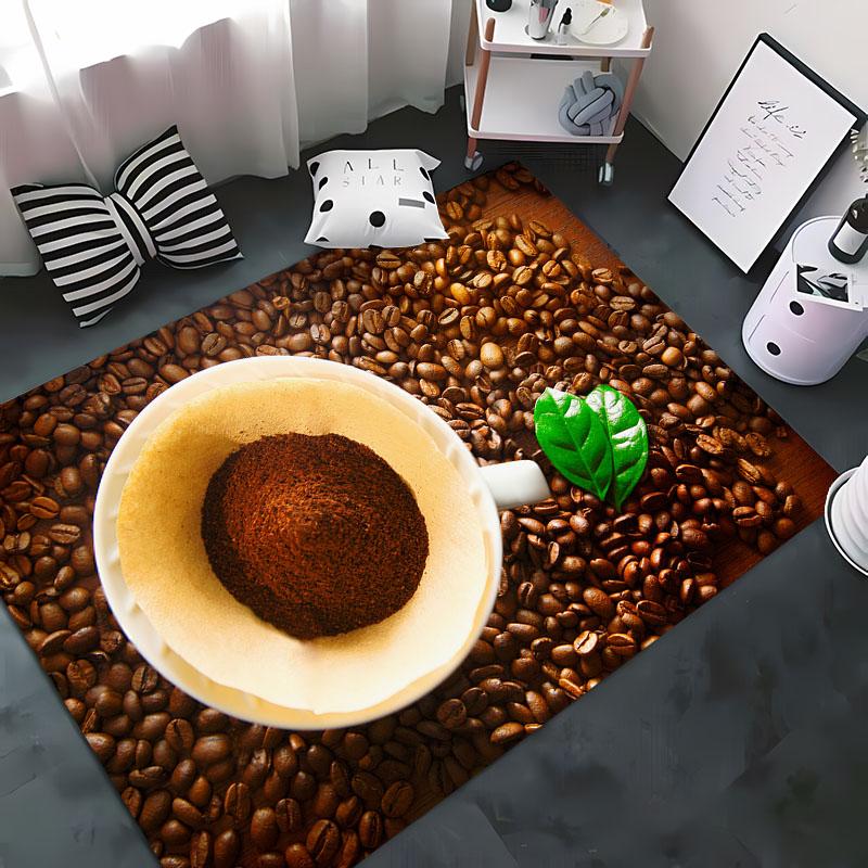 Funny Coffee Beans 3D Printing Carpet for Living Room Bedroom Alfombra Anti-slip Soft Area Rug Sofa Doormat Home Decor Tapete HD