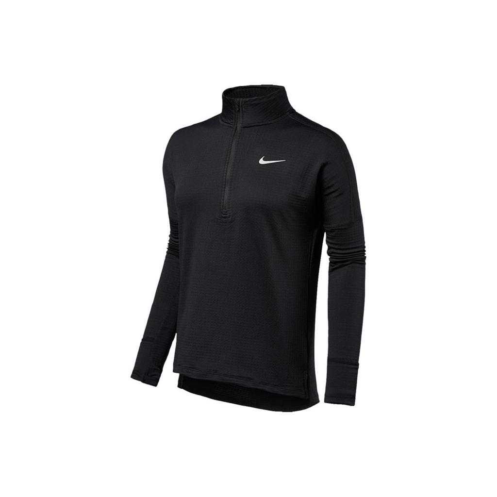 Nike Dri-Fit As W Nk Thrma Sphr Elmnt Top Running Series Stand Collar Logo Print Long Sleeve Knit Shirt Women Tops 855522-010