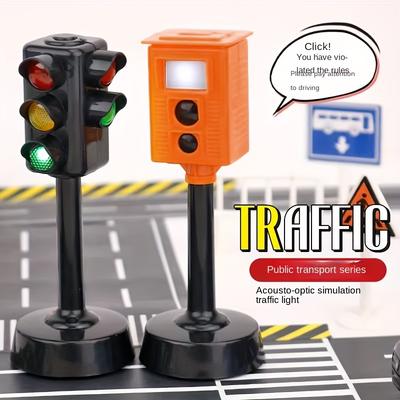 Mini Traffic Signs Road Light Block with Sound LED, Children Safety Education Kids' Puzzle Traffic Light Toy, Kids' Gift