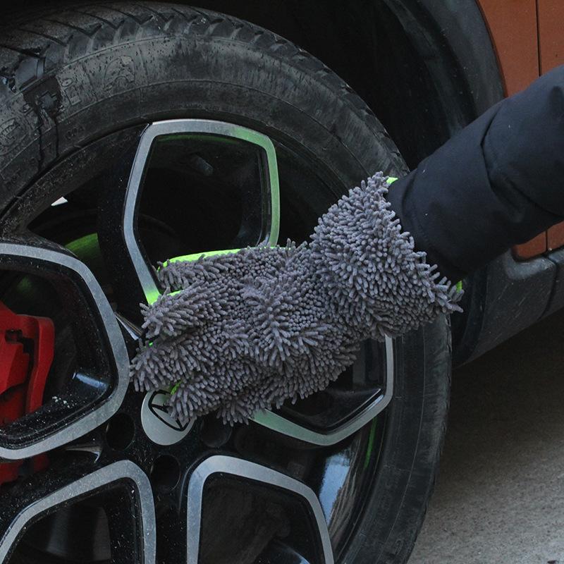 Chenille Car Wash Mitt Double-Sided Coral Fleece Cleaning Glove Super Absorbent Scratch-Free Auto Detailing Tool 