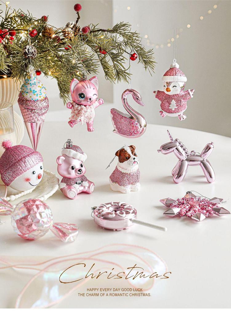 Assorted Christmas Tree Hanging Ornaments – Plastic Festive Decorations In Multiple Fun Styles (Santa, Snowman, Unicorn, Lollipop, Cake & More)