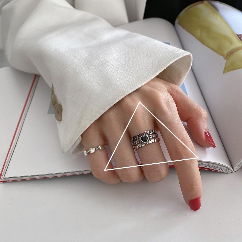 European-American S925 Silver-Plated Geometric Open Ring - Retro, Creative, and Stylish Index Finger Design for Women