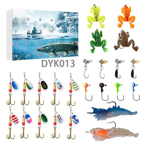 2025 Fishing Lure Advent Calendar 24-Day Countdown Box with Surprise Baits Holiday Countdown Decor Christmas Gift for Men Boys Anglers