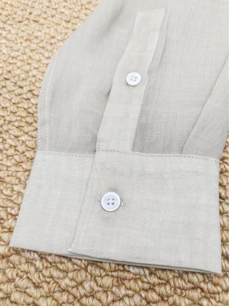 Women's 2025 Autumn Lightweight Loose Linen Long Sleeve Shirt - Breathable & Light-Colored