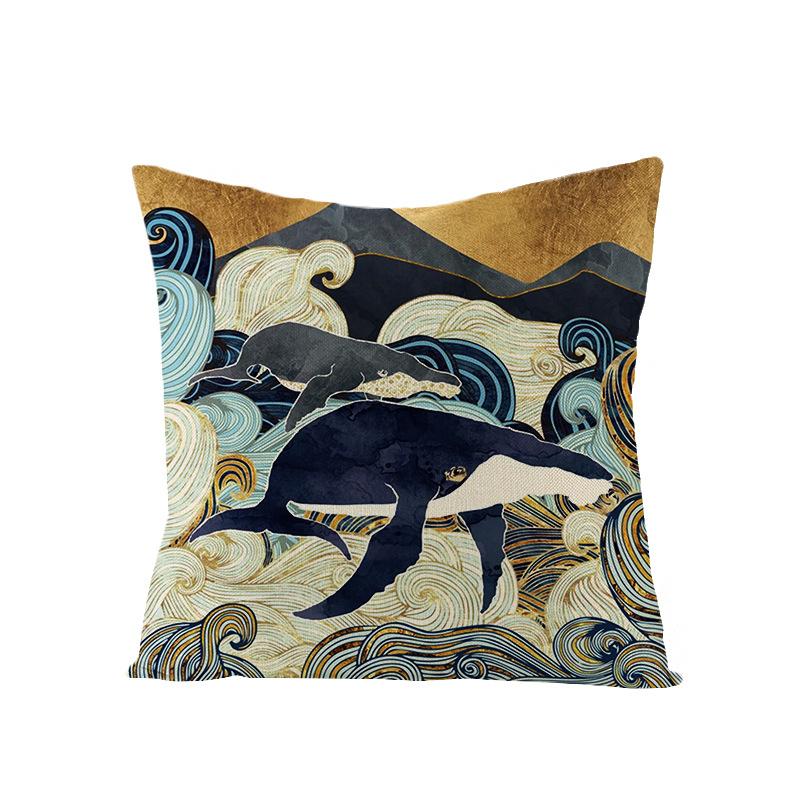 Home Decoration Supplies Landscape Painting Polyester Pillow Cover Home Geometric Abstract Sofa Cushion Cover