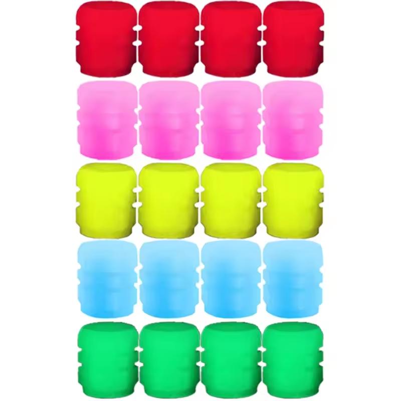 20Pcs Mini Luminous Tire Valve Caps Car Motorcycle Colorful Glowing Valve Cover Tire Wheel Hub Styling Decor Auto Accessories