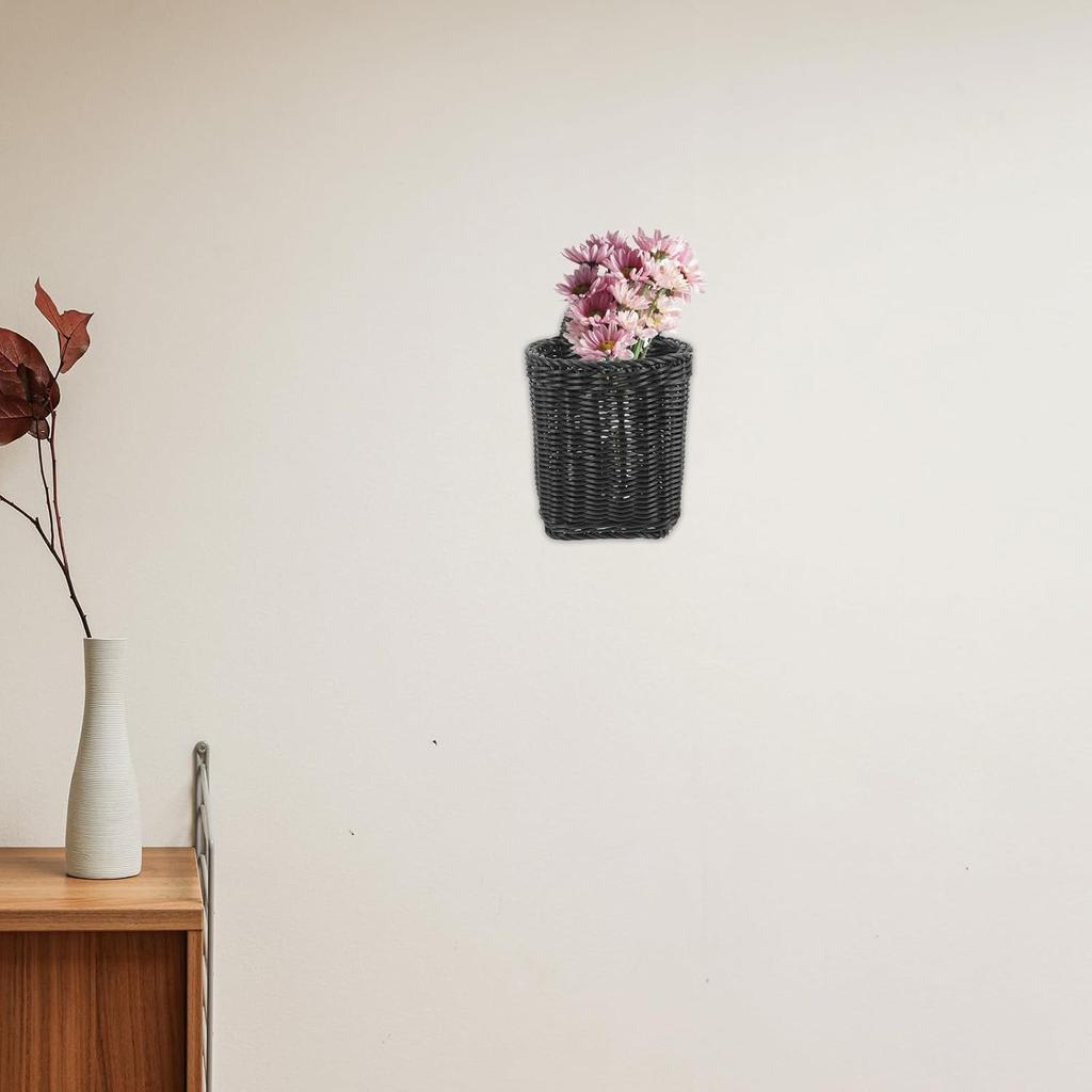 MAGICLULU Woven Storage Hanging Basket Decorative Wall Basket Organizer Flower Basket Imitation Rattan Storage Basket for Plants Key Sunglasses for
