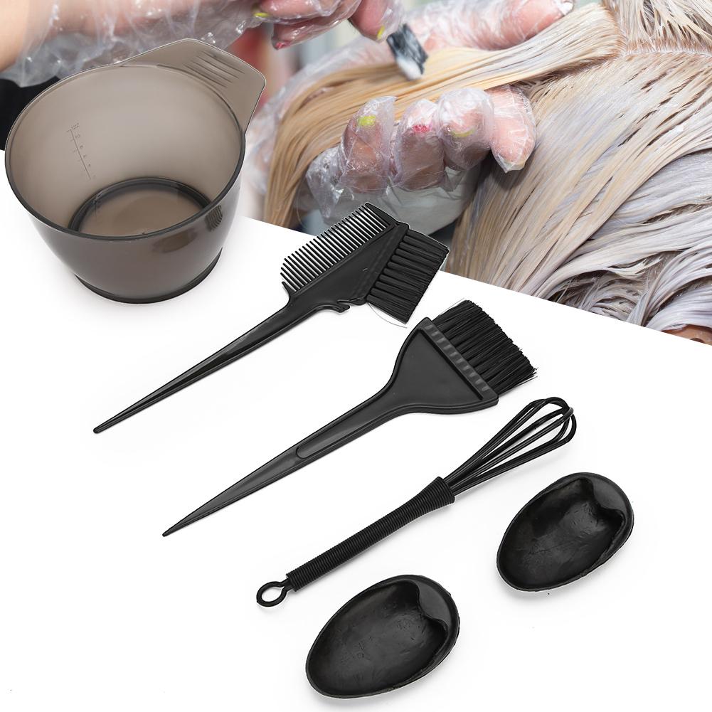 Hair Coloring Brush Hair Tint Salon Mixing Bowl Anti‑Slip Hair Dyeing Styling Tool(Black )