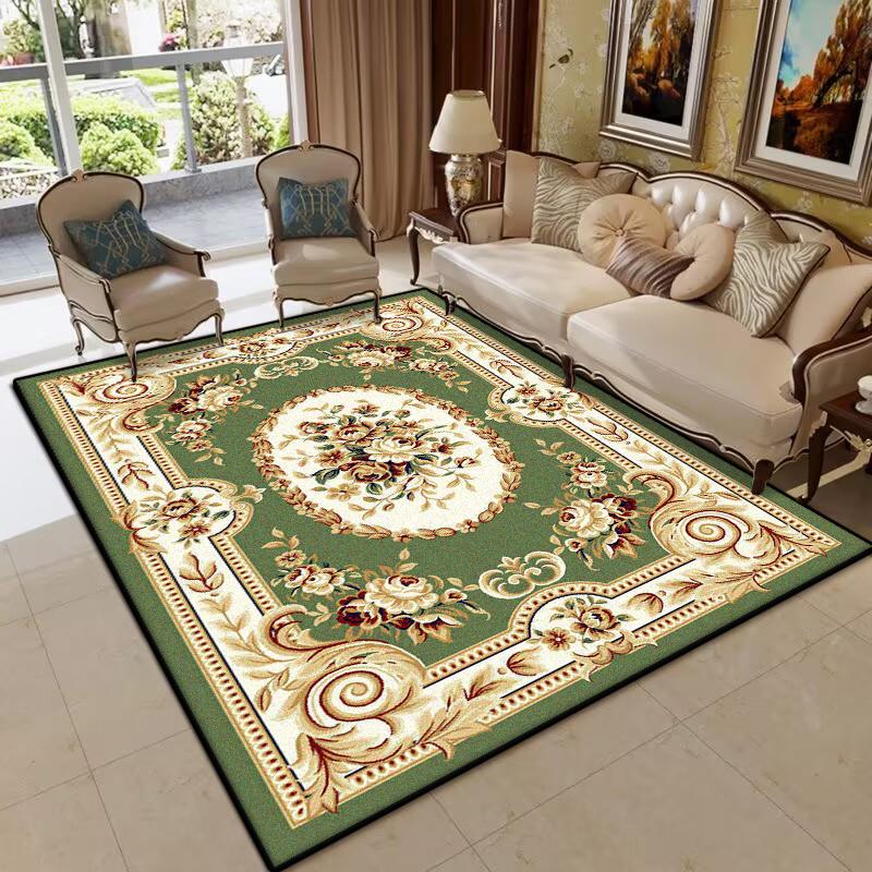 Luxury Green Living Room Carpet European Style Decoration Large Area Sofa Non-slip Rugs Bedroom Lounge Fluffy Plush Floor Mat