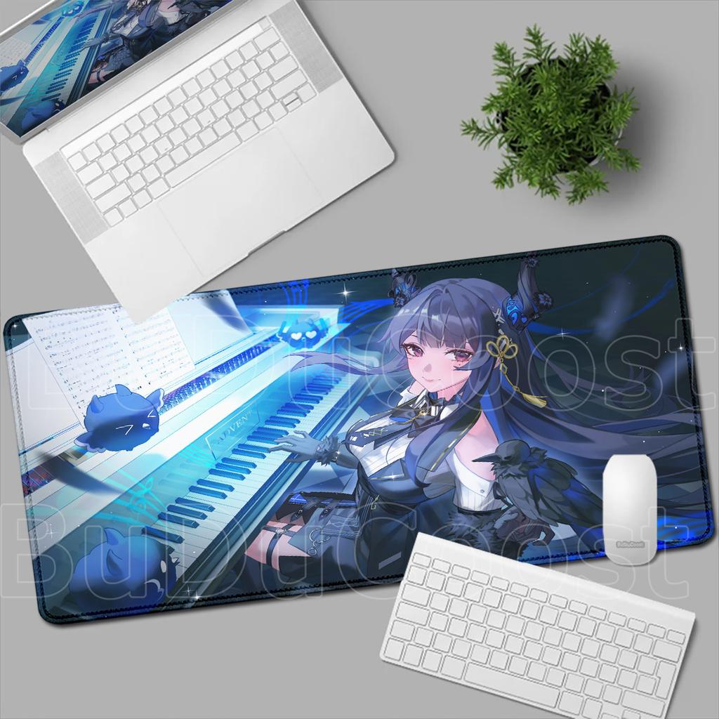 Mousepad Large Hololive Girl Nerissa Ravencroft Computer Game Rubber Locking Edge Keyboard Mat 900x400mm Washable Desktop Carpet
